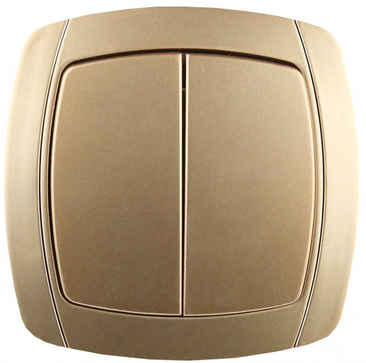 Двухклавишный выключатель СВЕТОЗАР АКЦЕНТ SV-54234-GM