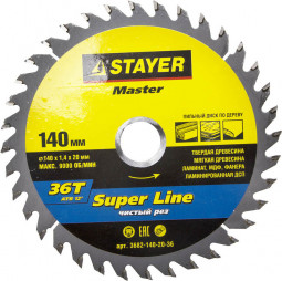 Пильный диск по дереву STAYER 3682-140-20-36