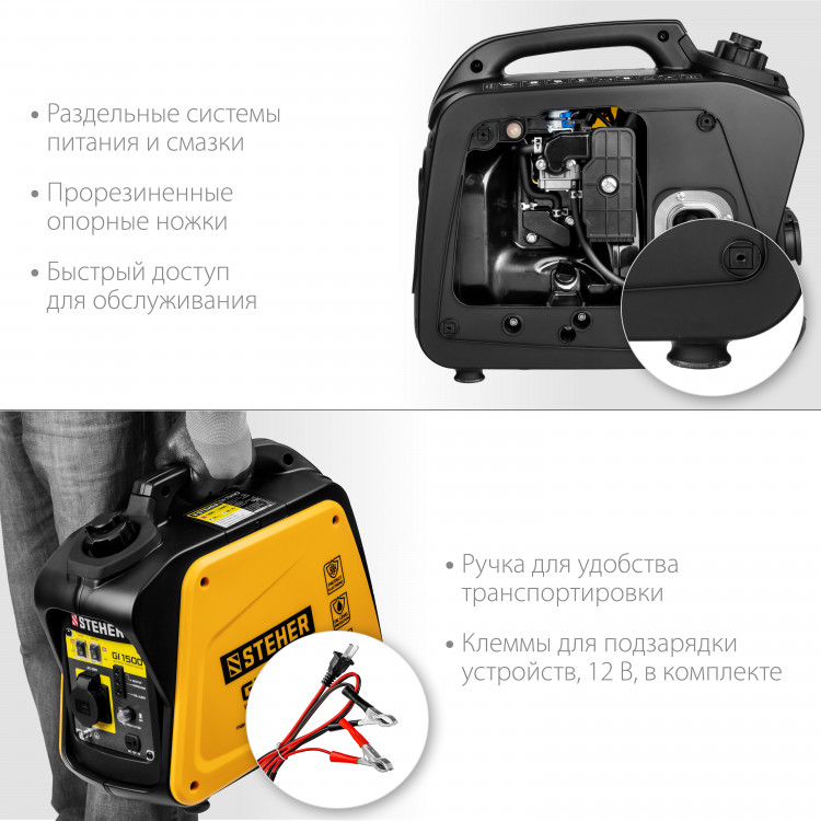 Бензиновый инверторный электрогенератор STEHER GI-1500
