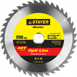 Пильный диск по дереву STAYER 3681-250-30-40