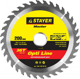 Пильный диск по дереву STAYER 3681-200-30-36