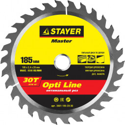 Пильный диск по дереву STAYER 3681-185-20-30