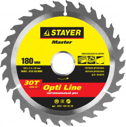 Пильный диск по дереву STAYER 3681-180-30-30