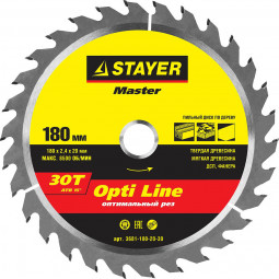 Пильный диск по дереву STAYER 3681-180-20-30
