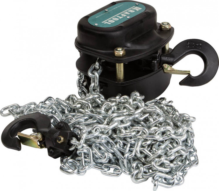 Цепная шестеренная таль KRAFTOOL 43087-2 предназначена для перемещения грузов на открытых пространствах и при отсутствии электроэнергии. На крюке предусмотрена самовозвратная пластина