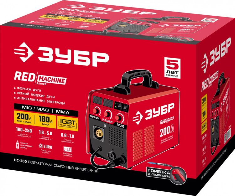 Полуавтомат сварочный инверторный ЗУБР ПС-200