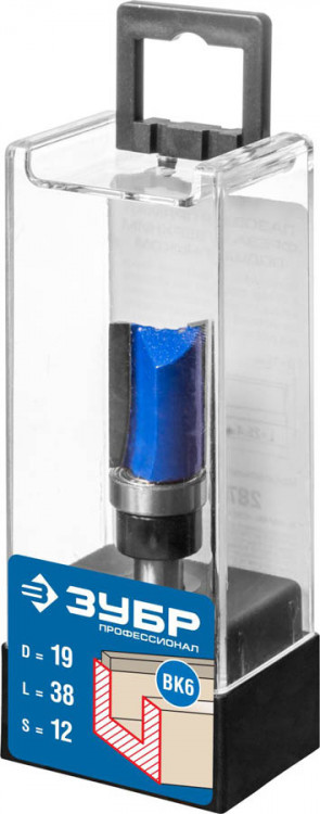 Фреза пазовая прямая с верхним подшипником ЗУБР 28756-19-38-12