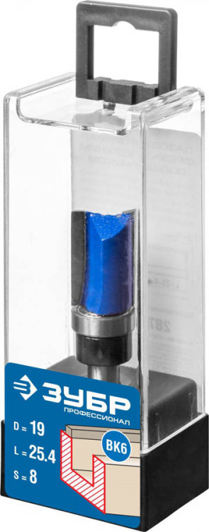 Фреза пазовая прямая с верхним подшипником ЗУБР 28756-19-26
