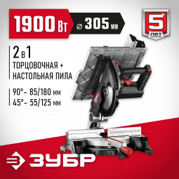 Пила торцовочная ЗУБР ЗПТК-305-1900