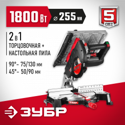 Пила торцовочная ЗУБР ЗПТК-255-1800