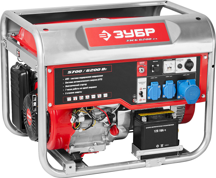 Бензиновый электрогенератор ЗУБР ЗЭСБ-6200-ЭА