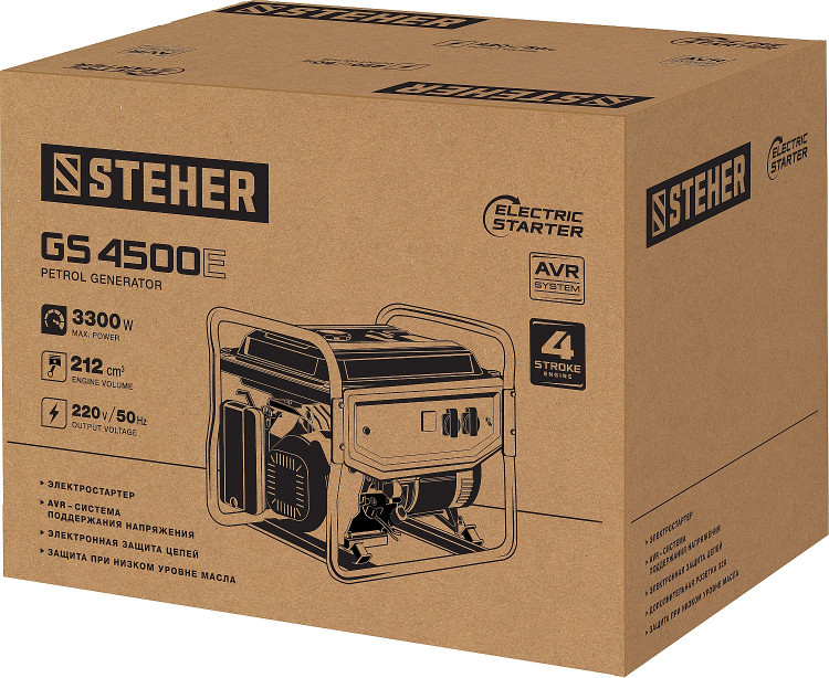 Бензиновый электрогенератор STEHER GS-4500Е