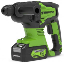 Перфоратор аккумуляторный бесщеточный Greenworks GD24SDS2 2 ДЖ, 24V, с АБ 4 А.ч и ЗУ