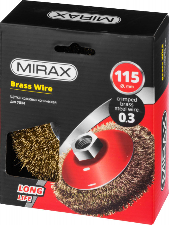 Щетка крацовка коническая для УШМ MIRAX 35143-115