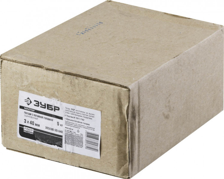 Гвозди ЗУБР 305090-30-040 являются самым распространенным и удобным крепежом при сборке различных конструкций с использованием дерева. Гвозди с большой потайной головкой изготовлены из высококачественной стали в строгом соответствии с действующими стандар
