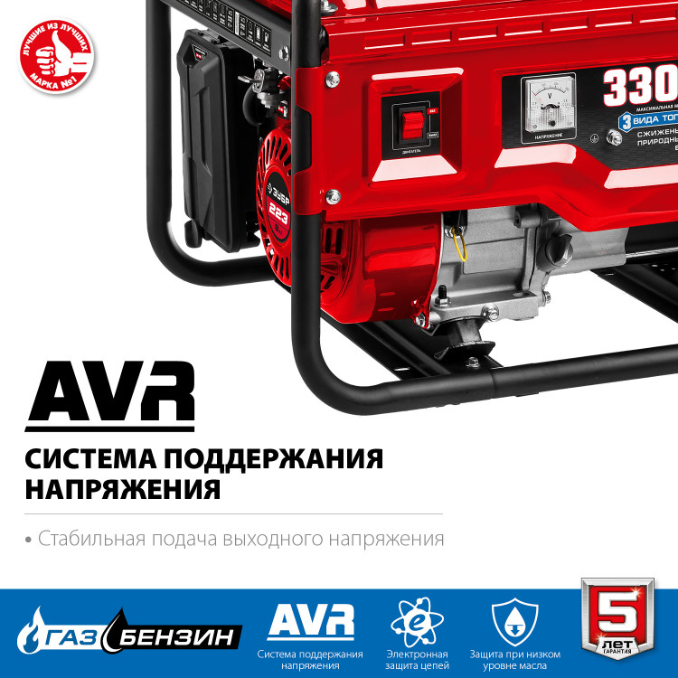 Гибридный электрогенератор ЗУБР СГ-3300