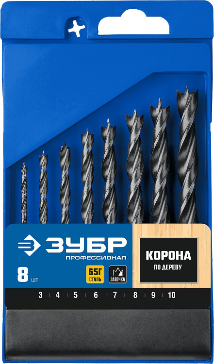 Набор спиральных сверл по дереву ЗУБР 29421-H8_z01
