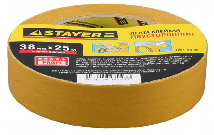 Двусторонняя клейкая лента STAYER 1221-38-25