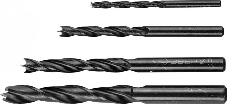 Набор спиральных сверл по дереву ЗУБР 29421-H4