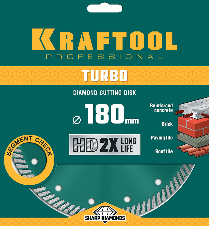 Алмазный диск отрезной KRAFTOOL 36682-180
