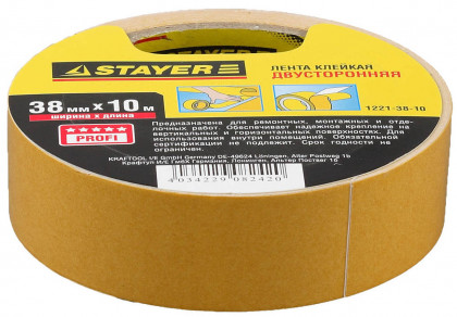 Двусторонняя клейкая лента STAYER 1221-38-10