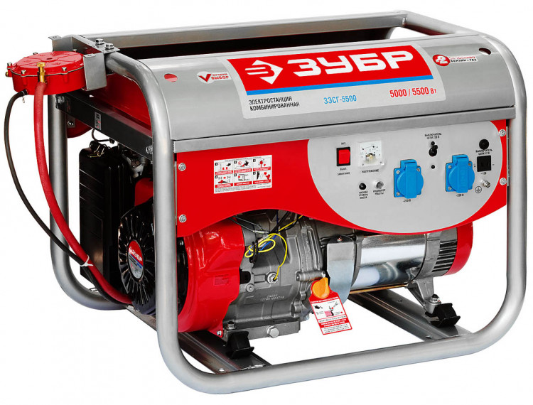 Двухтопливный электрогенератор ЗУБР ЗЭСГ-5500
