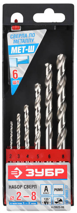 Набор сверел ЗУБР 4-29625-H6