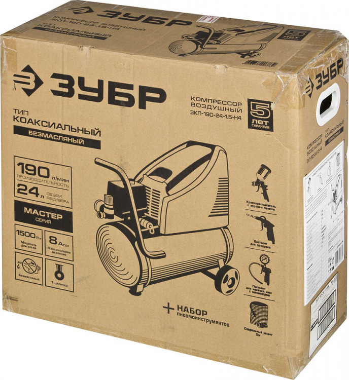 Компрессор электрический ЗУБР ЗКП-190-24-1.5-Н4