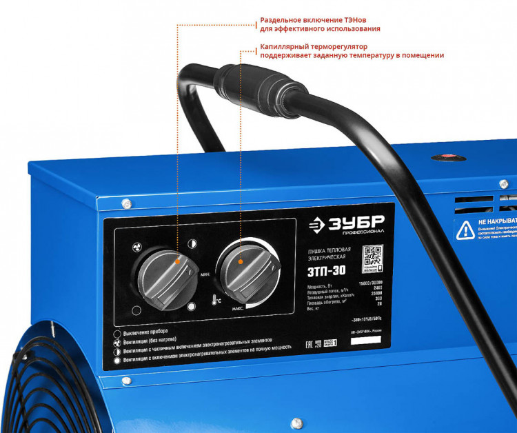 Тепловая пушка электрическая ЗУБР ЗТП-30