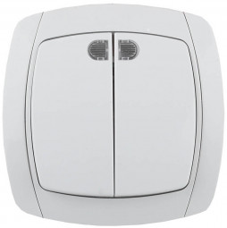 Двухклавишный выключатель с индикатором СВЕТОЗАР CITY LIGHT SV-54235-W