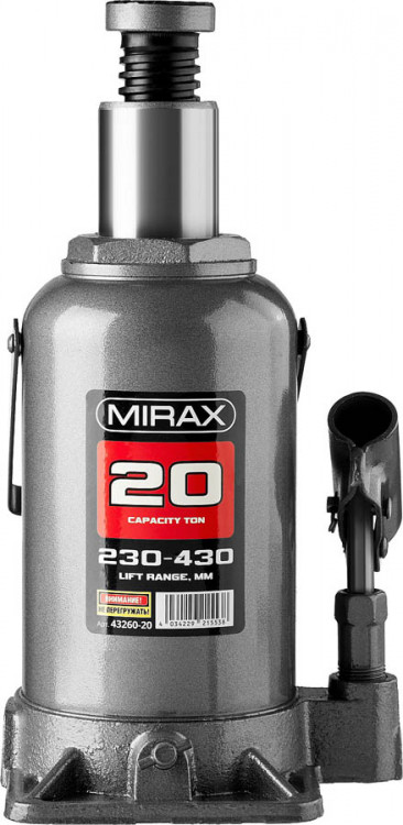 Домкрат гидравлический бутылочный MIRAX 43260-20
