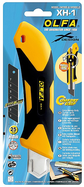 Нож с сегментированным черным лезвием OLFA OL-XH-1 серии X-design Comfort Grip с храповым механизмом