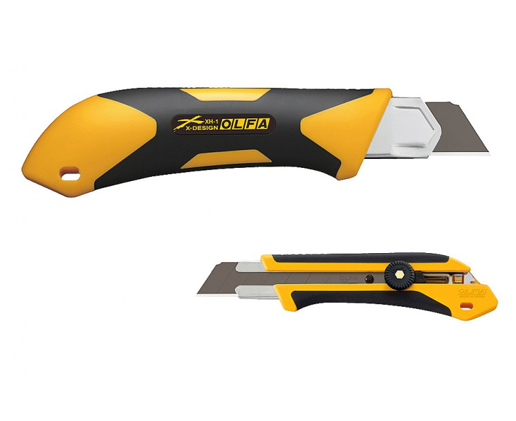 Нож с сегментированным черным лезвием OLFA OL-XH-1 серии X-design Comfort Grip с храповым механизмом