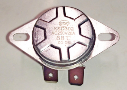 Термореле KSD302 88°C 20A 250V НЗ (с кнопкой RESET)
