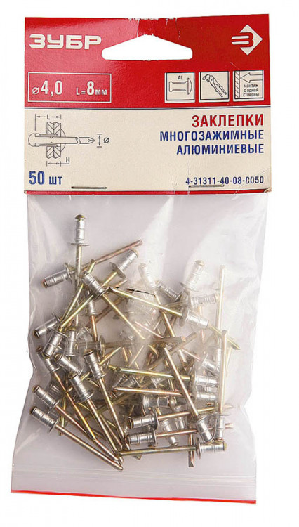 Многозажимные алюминиевые заклепки ЗУБР 4-31311-48-12-0500