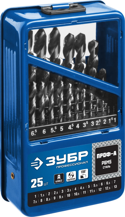 Набор сверл по металлу ЗУБР 29625-H25