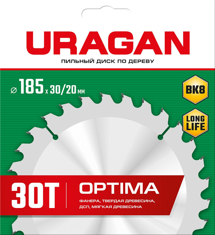 Диск пильный по дереву URAGAN Optima 36801-185-30-30_z01