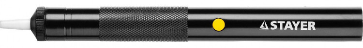 Шприц для удаления припоя металлический STAYER Maxterm 55320 применяется совместно с электропаяльником для удаления свинцово-оловянного припоя с печатных плат и иных мест пайки. Удобен в использовании благодаря автоматическому срабатыванию штока с поршнем