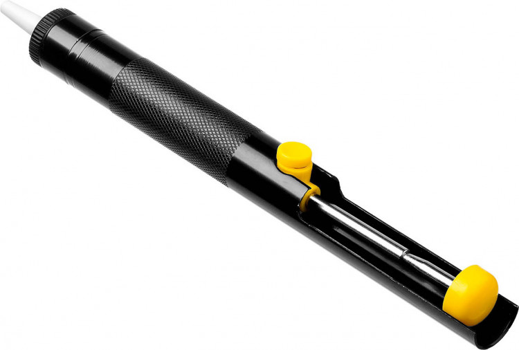 Шприц для удаления припоя металлический STAYER Maxterm 55320 применяется совместно с электропаяльником для удаления свинцово-оловянного припоя с печатных плат и иных мест пайки. Удобен в использовании благодаря автоматическому срабатыванию штока с поршнем