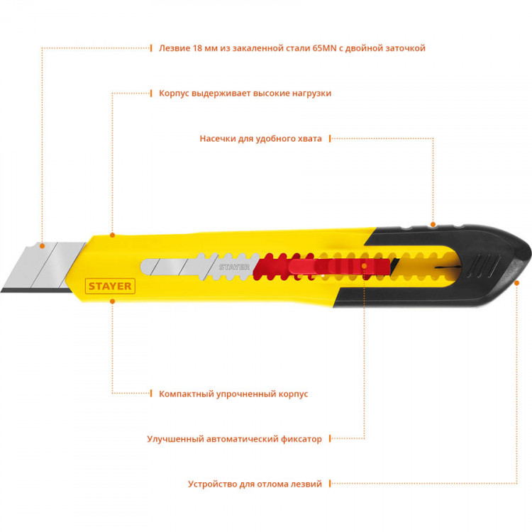 Нож с лезвием STAYER 0910_z01