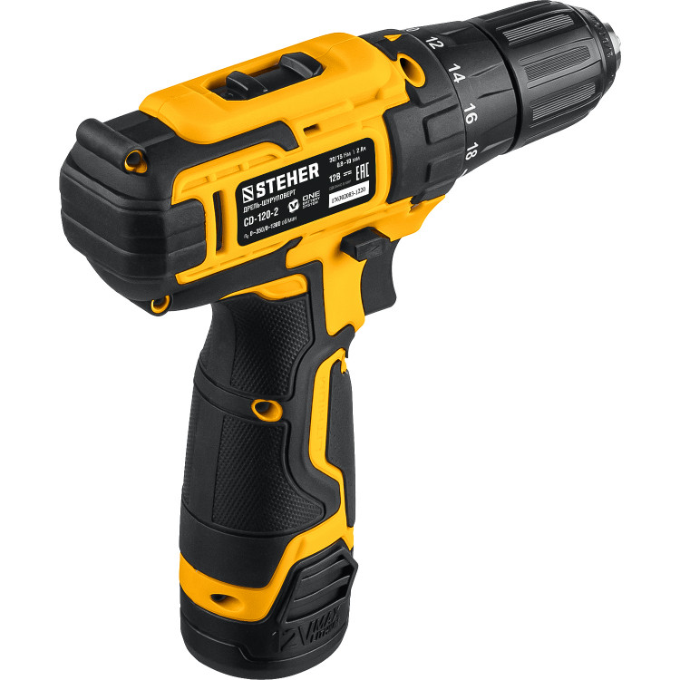 Аккумуляторная дрель шуруповерт STEHER CD-120-2