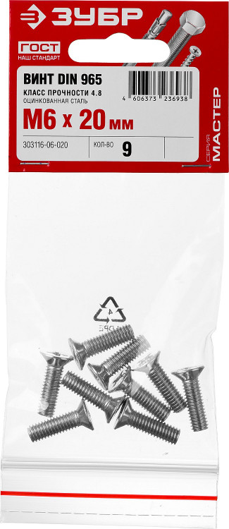 Винты ЗУБР 303116-06-020