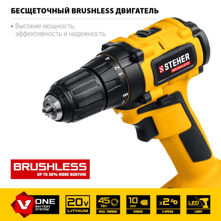 Аккумуляторная дрель шуруповерт STEHER CDB-200