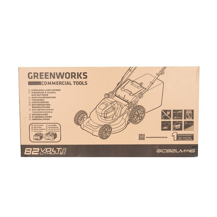 Газонокосилка аккумуляторная Greenworks GC82LM46K5, 82V, 46 см, с 1хАКБ 5 А.ч. и ЗУ