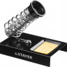 Подставка для паяльника штампованная STAYER Maxterm 55318 применяется для безопасности при паяльных работах. Направляющая подставки сделана так