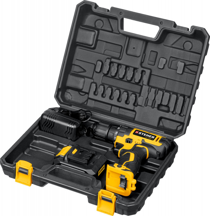 Аккумуляторная дрель шуруповерт STEHER CD-200-1