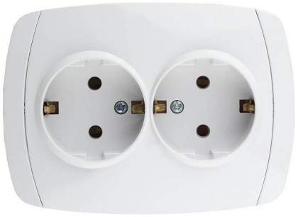 Двойная розетка с заземлением СВЕТОЗАР CITY LIGHT LIGHT SV-54207-W