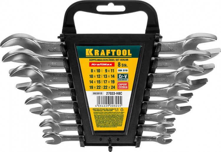 Набор рожковых гаечных ключей KRAFTOOL 27033-H8C