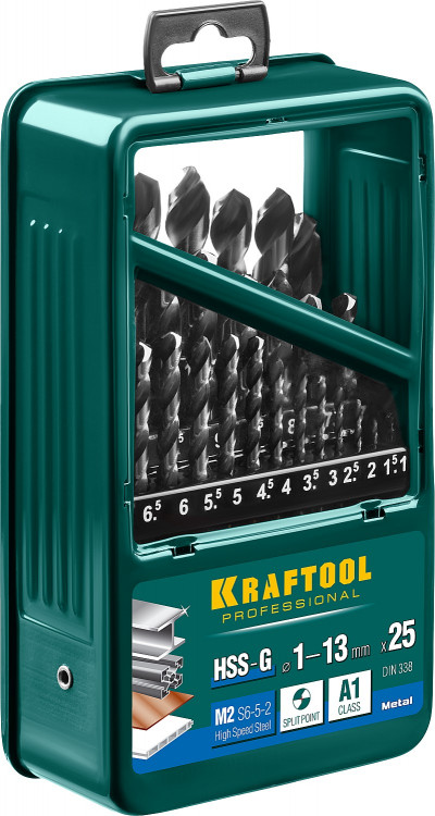 Набор сверл по металлу KRAFTOOL 29651-H25