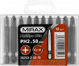 Профессиональные биты MIRAX 26253-2-50-10 изготовлены из высококачественной легированной стали и имеют точную геометрию шлицов
